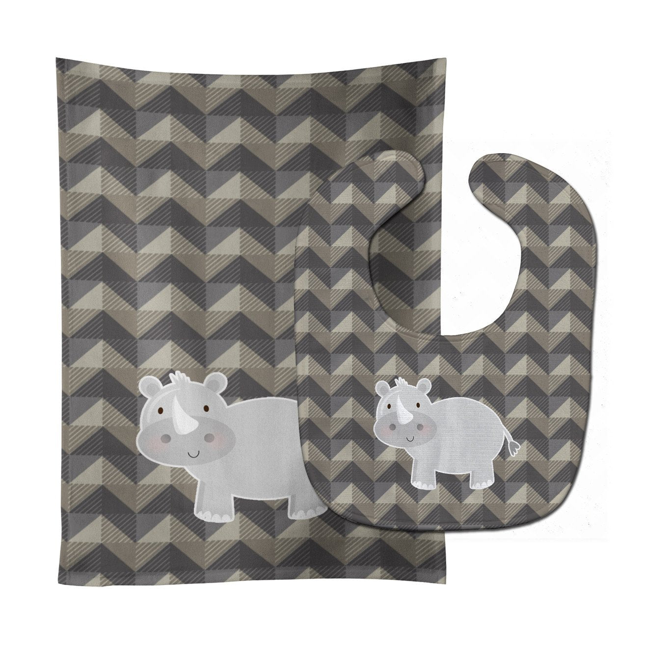 Rhinoceros Baby Bib & Burp Cloth BB7033STBU by Caroline's Treasures