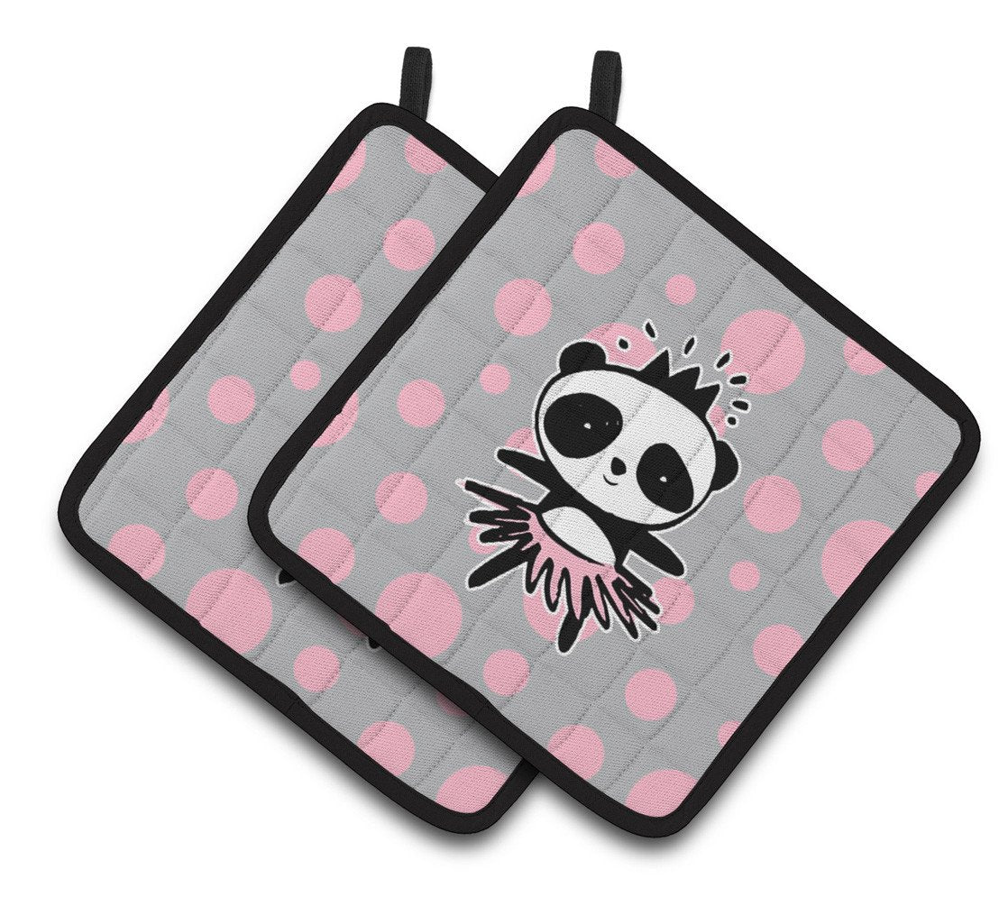 Panda Bear Ballerina Pair of Pot Holders BB7035PTHD by Caroline's Treasures