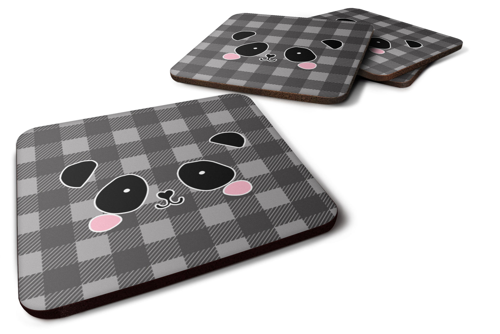 Panda Bear Face Foam Coaster Set of 4 BB7036FC - the-store.com