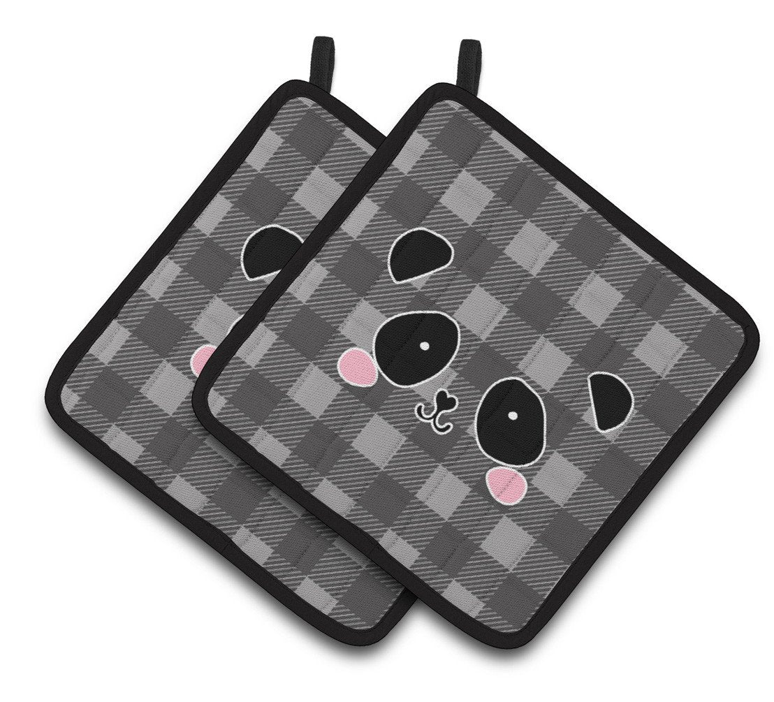 Panda Bear Face Pair of Pot Holders BB7036PTHD by Caroline's Treasures