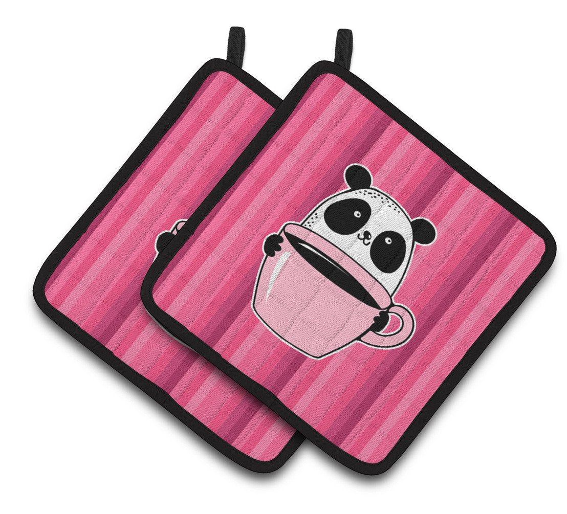 Panda Bear Coffee Pair of Pot Holders BB7038PTHD by Caroline&#39;s Treasures