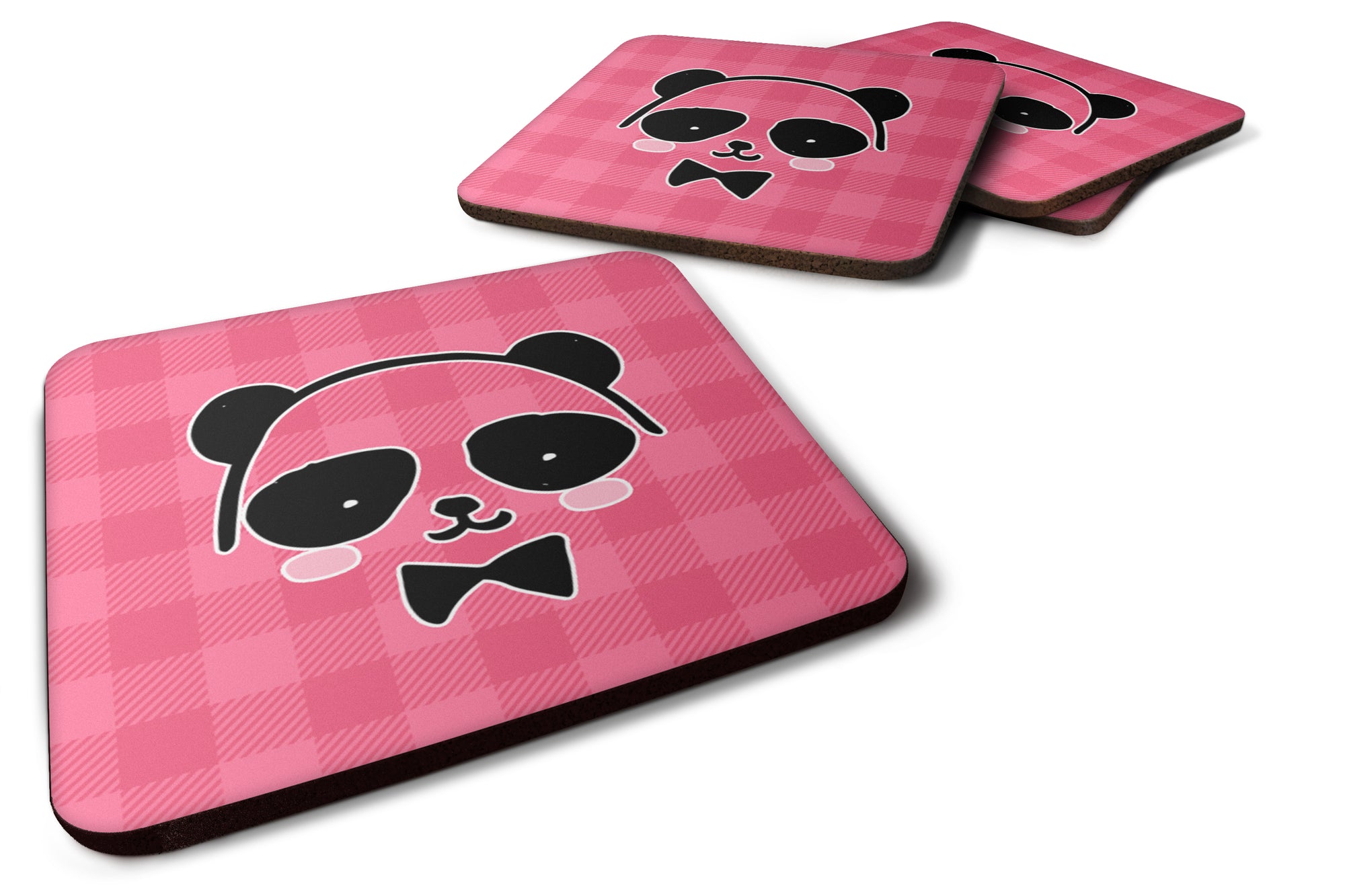 Panda Bear Pink Face Foam Coaster Set of 4 BB7039FC - the-store.com