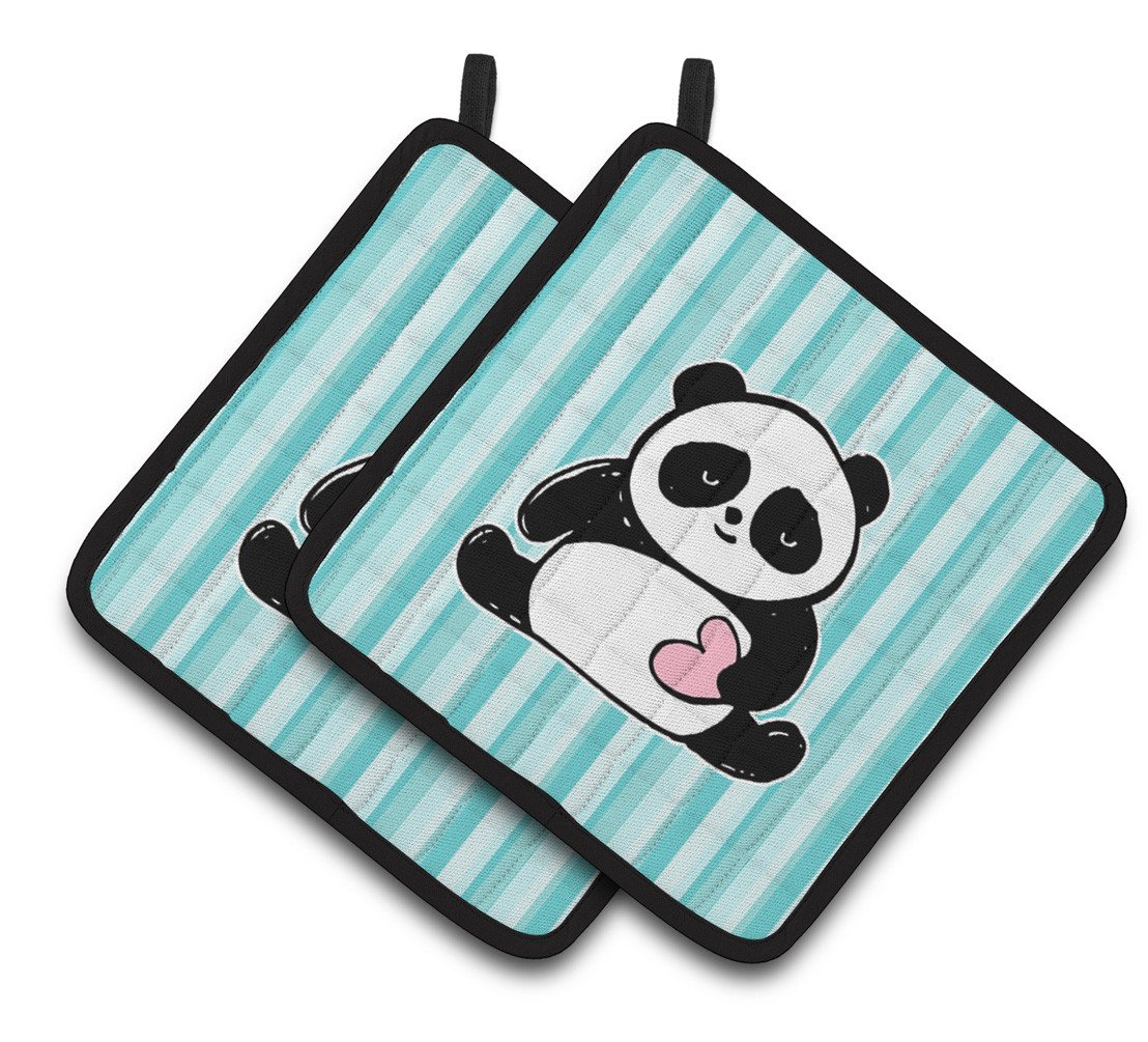 Panda Bear Love Pair of Pot Holders BB7040PTHD by Caroline's Treasures