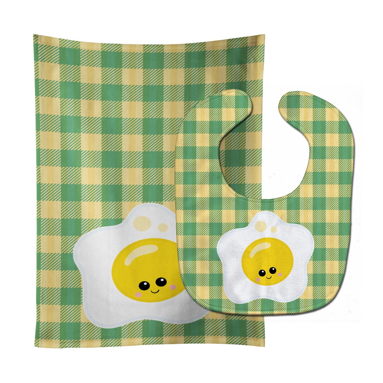 Fried Egg Face Baby Bib & Burp Cloth BB7044STBU by Caroline's Treasures