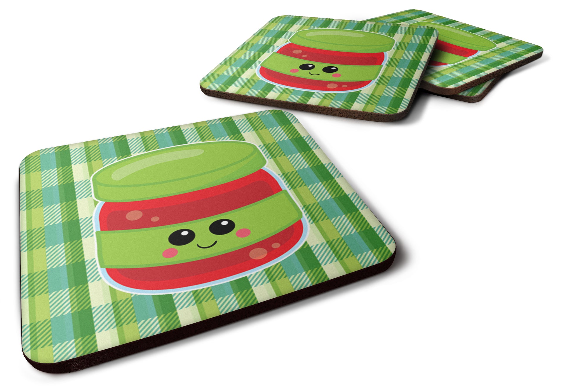 Jelly Jar Face Foam Coaster Set of 4 BB7051FC - the-store.com