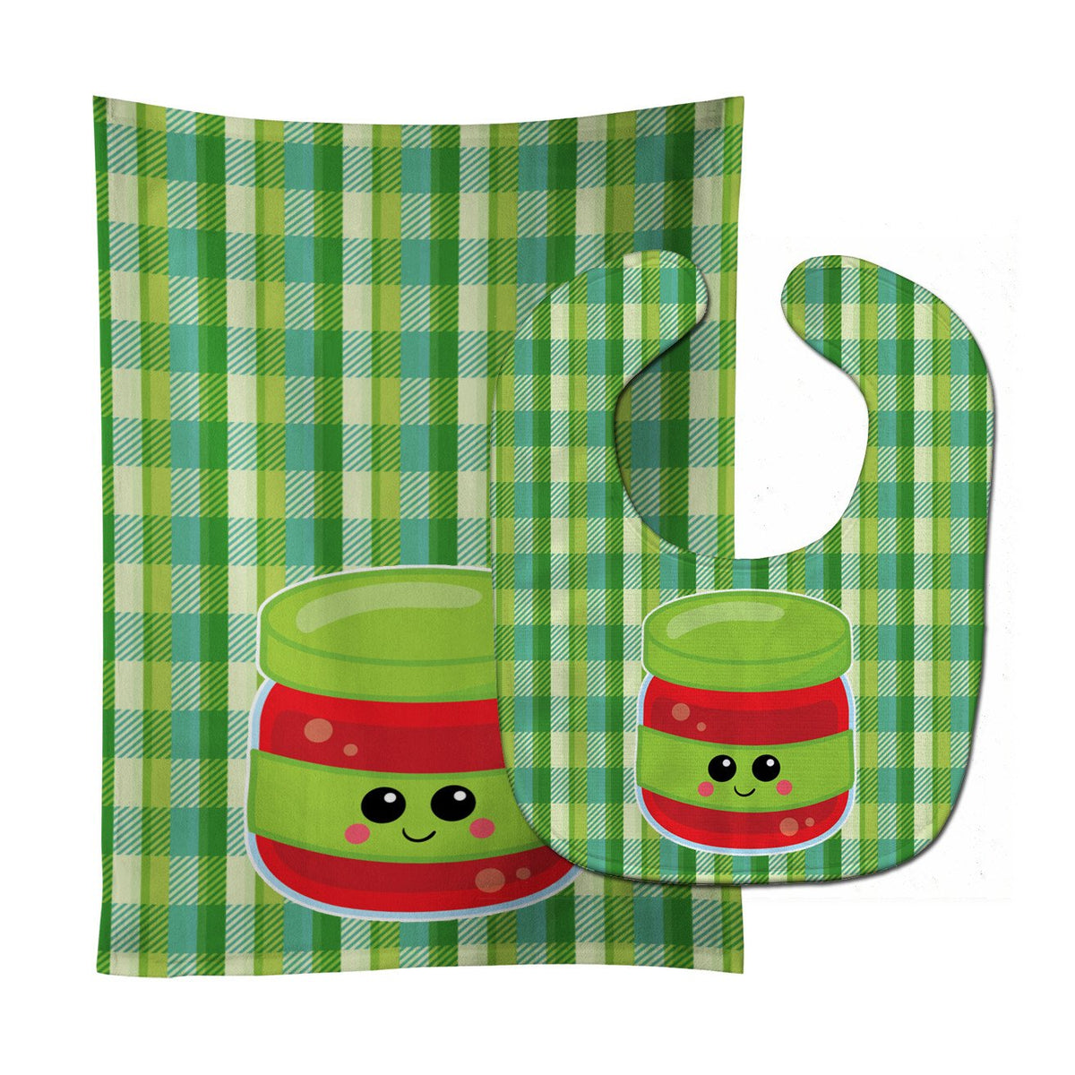 Jelly Jar Face Baby Bib &amp; Burp Cloth BB7051STBU by Caroline&#39;s Treasures