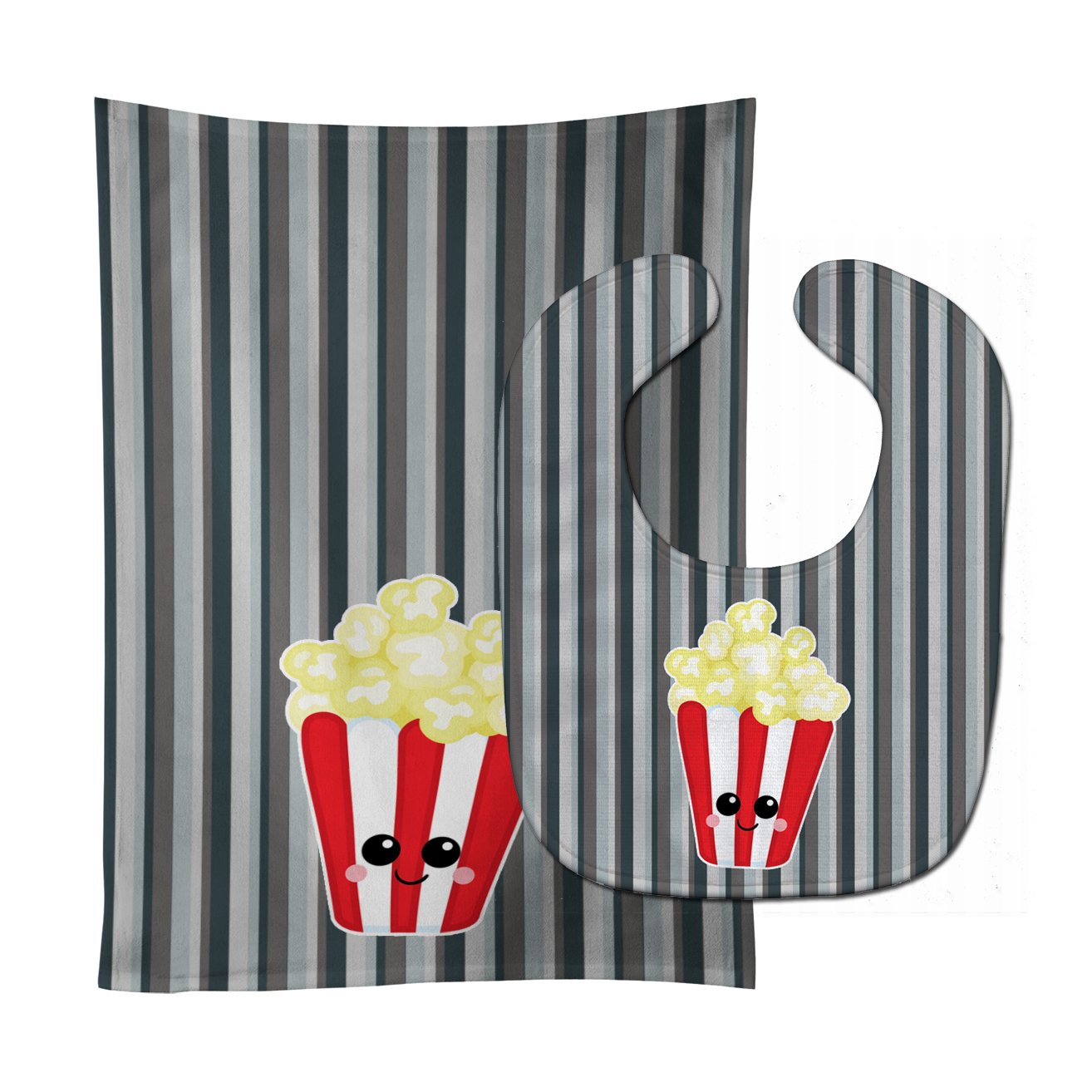 Popcorn Face Baby Bib & Burp Cloth BB7053STBU by Caroline's Treasures