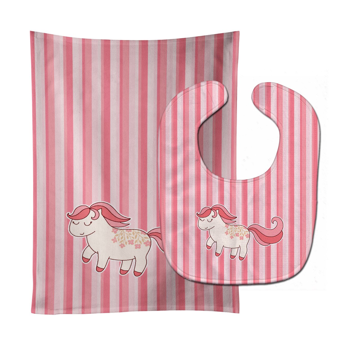 Little Pink Pony Baby Bib & Burp Cloth BB7060STBU by Caroline's Treasures