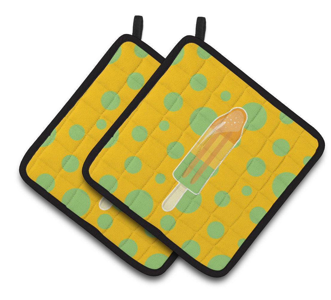 Ice Pop Popsicle Orange Green Pair of Pot Holders BB7064PTHD by Caroline's Treasures