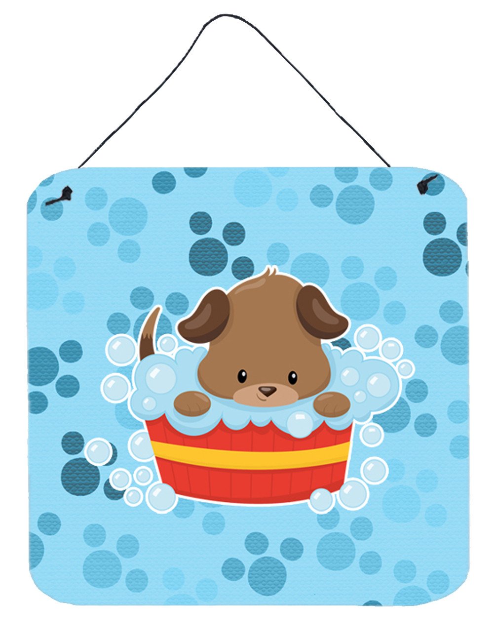 Puppy taking a bath Wall or Door Hanging Prints BB7077DS66 by Caroline's Treasures