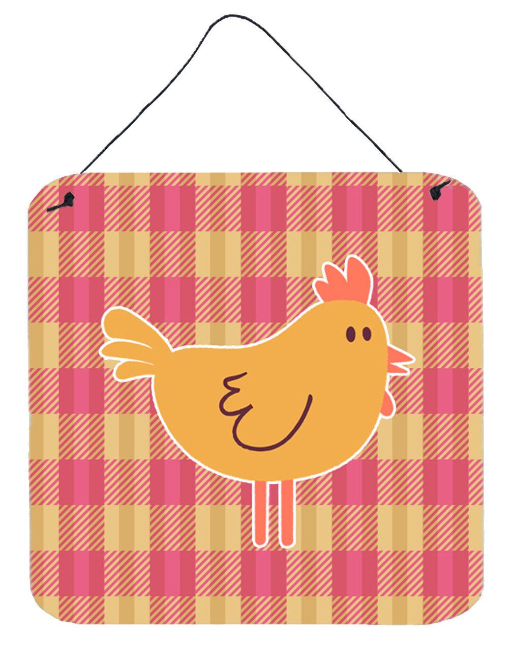 Chicken Hen on Gingham Wall or Door Hanging Prints BB7090DS66 by Caroline's Treasures