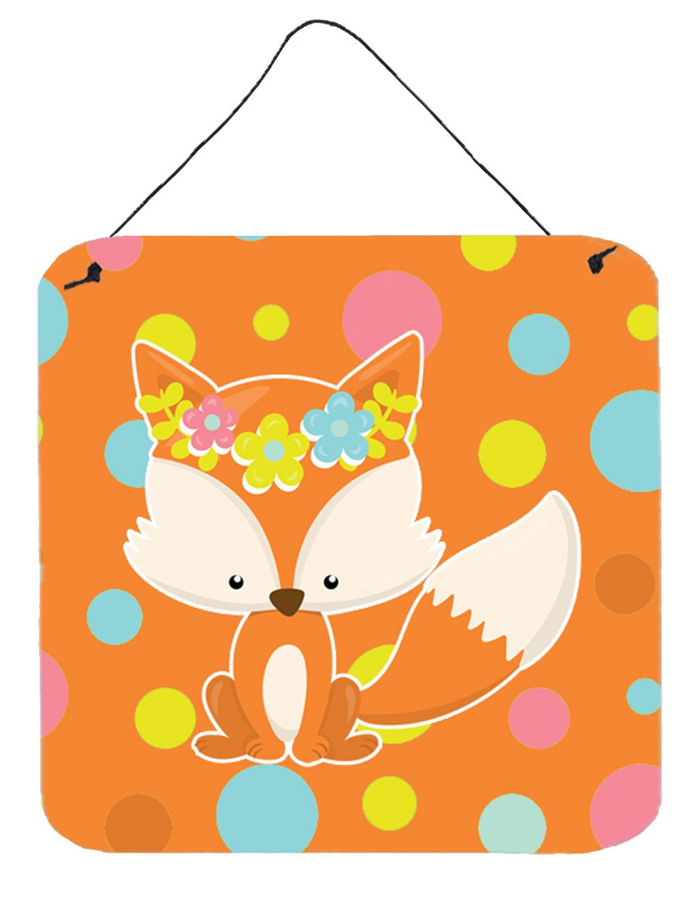 Baby Fox Flowerchild Polkadots Wall or Door Hanging Prints BB7091DS66 by Caroline's Treasures