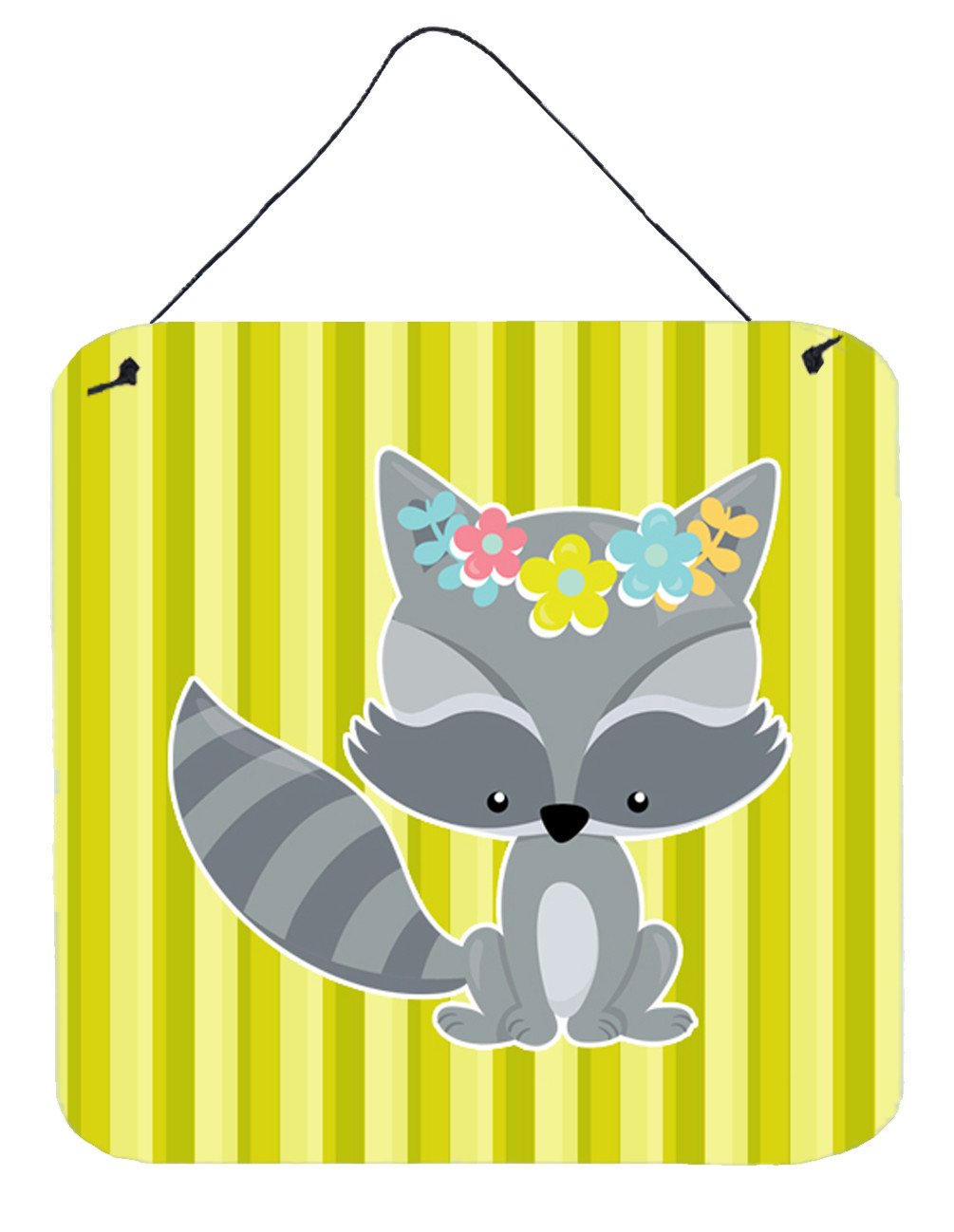 Raccoon with Flowers Wall or Door Hanging Prints BB7095DS66 by Caroline's Treasures