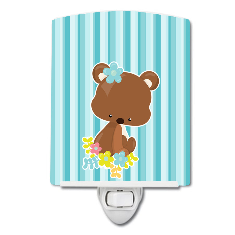 Bear with Flowers Ceramic Night Light BB7096CNL - the-store.com