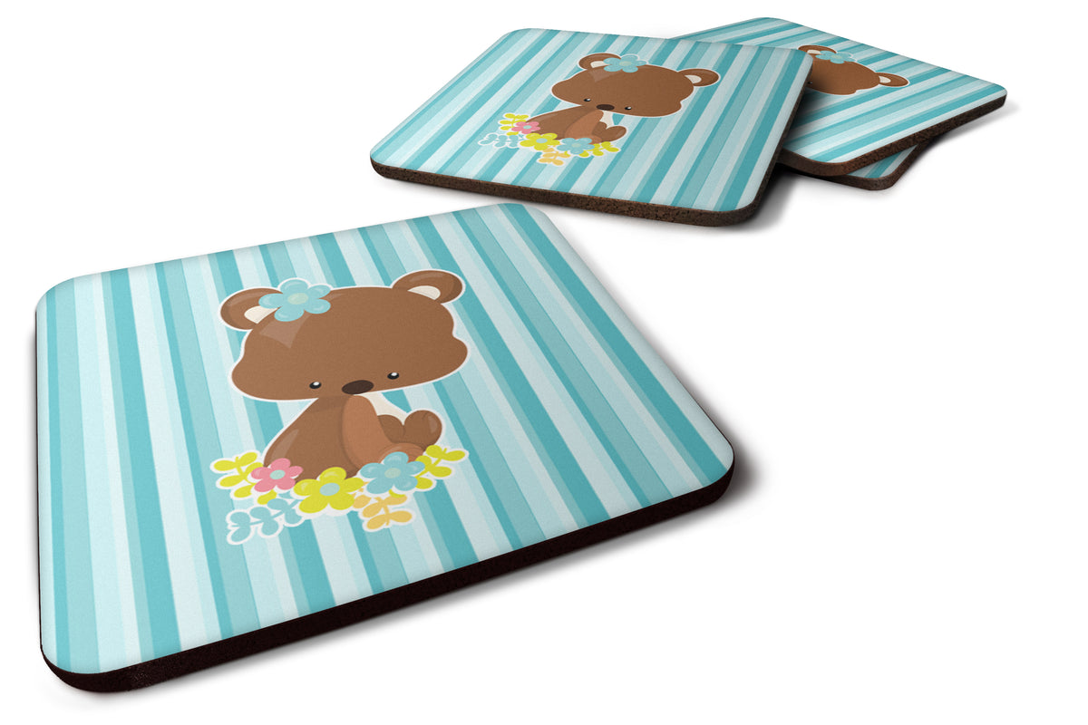 Bear with Flowers Foam Coaster Set of 4 BB7096FC - the-store.com