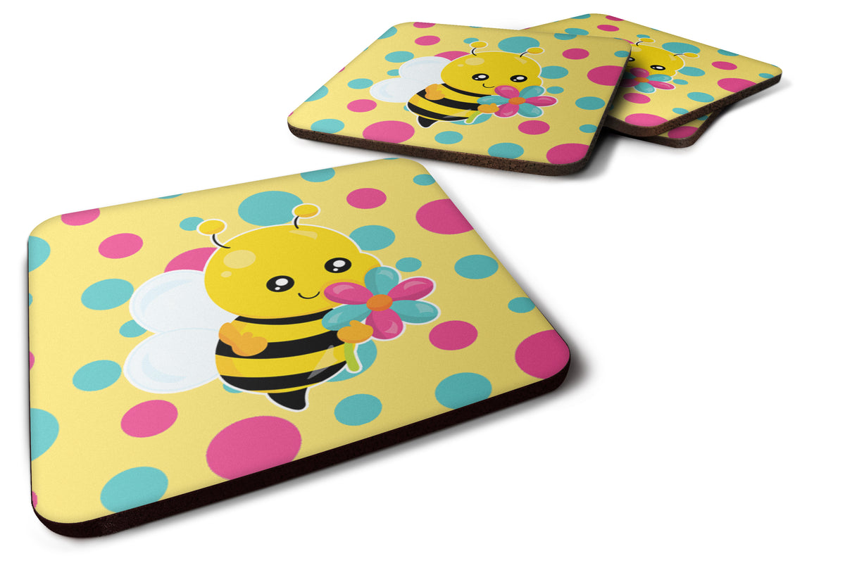 Bee with Flower Foam Coaster Set of 4 BB7097FC - the-store.com