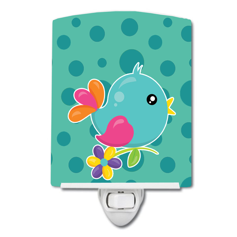 Bird on Teal Polkadots Ceramic Night Light BB7100CNL - the-store.com