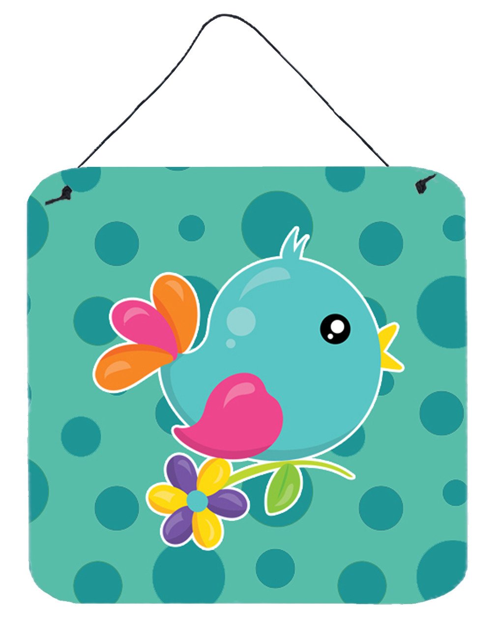 Bird on Teal Polkadots Wall or Door Hanging Prints BB7100DS66 by Caroline's Treasures