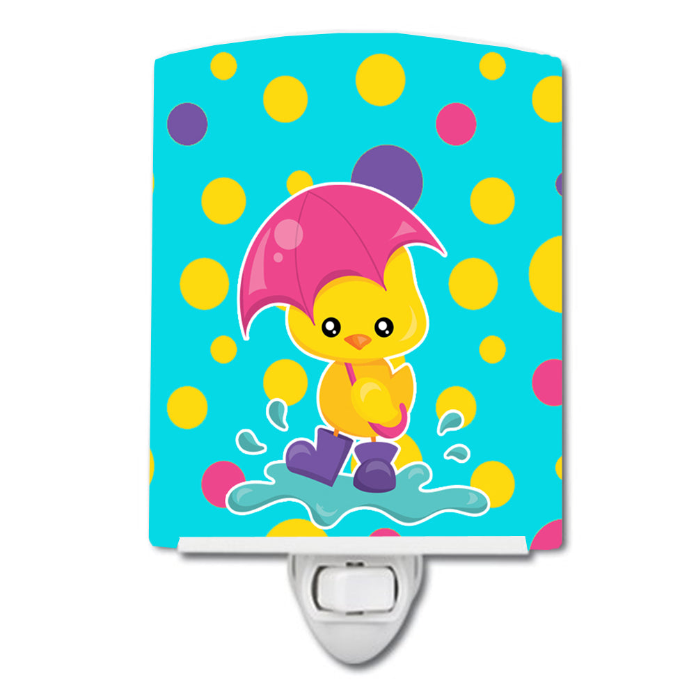 Duck in the Rain on Polkadots Ceramic Night Light BB7101CNL - the-store.com