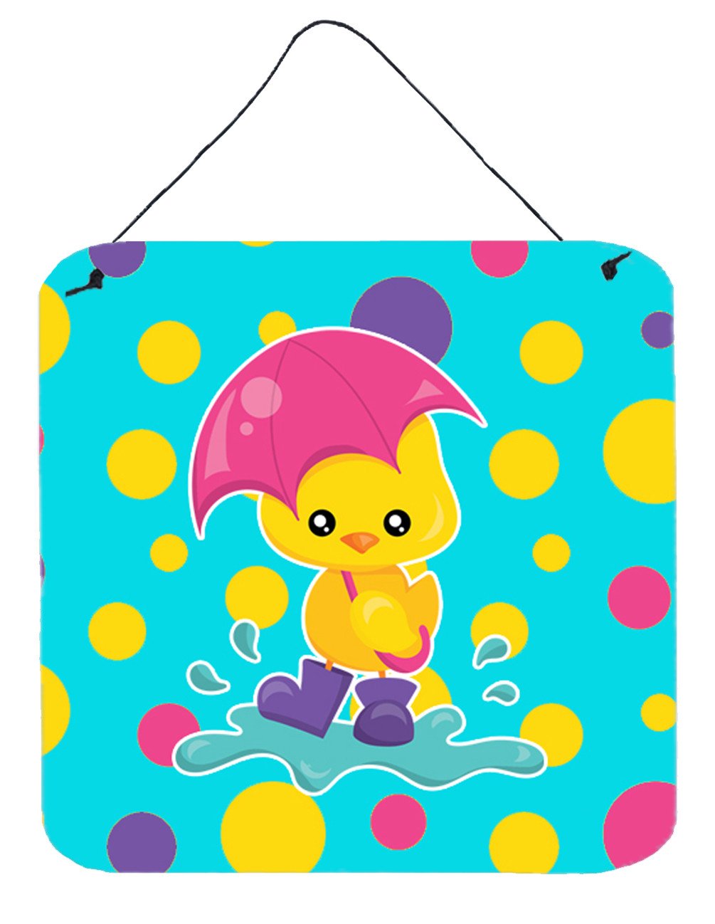 Duck in the Rain on Polkadots Wall or Door Hanging Prints BB7101DS66 by Caroline&#39;s Treasures