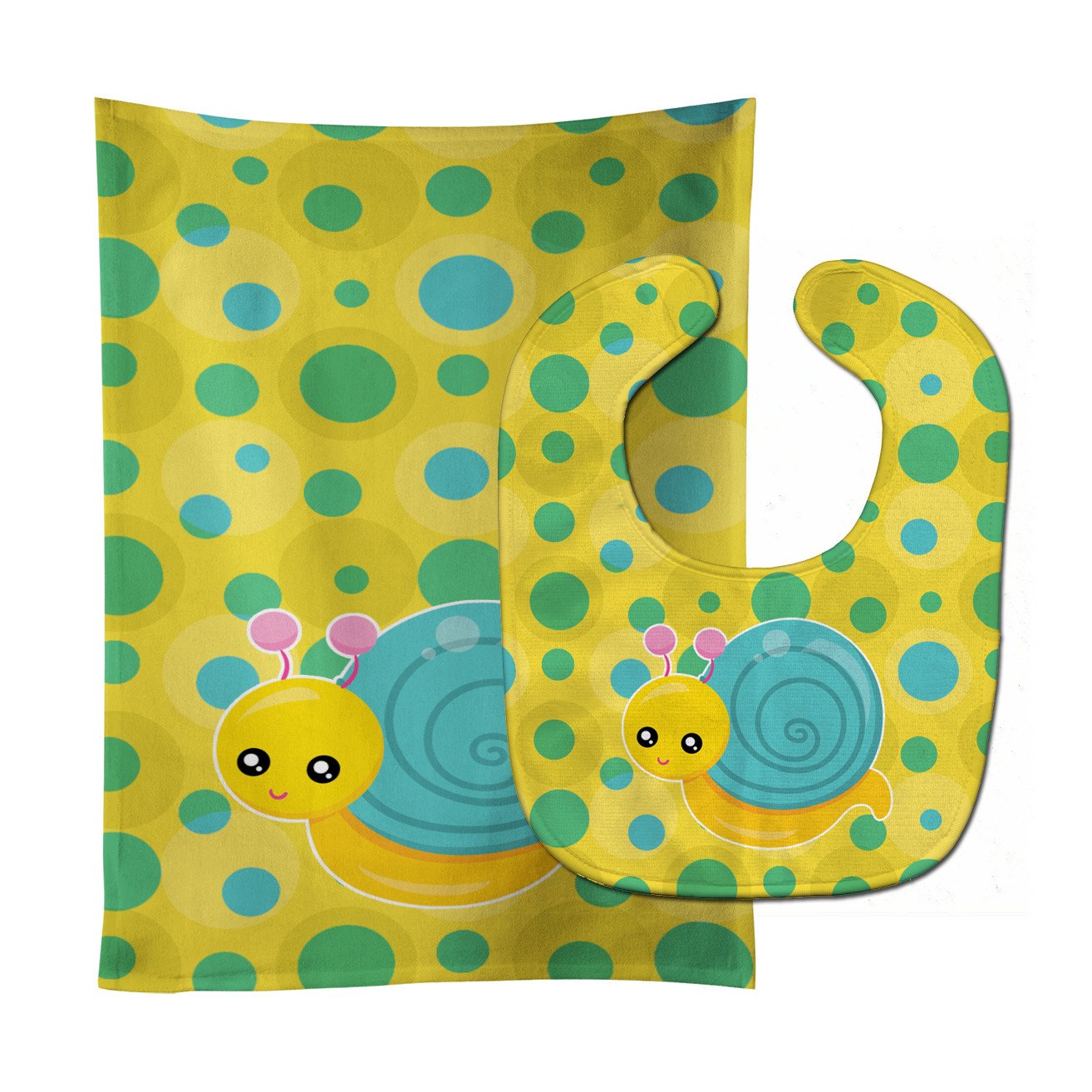 Snail on Polkadots Baby Bib & Burp Cloth BB7104STBU by Caroline's Treasures