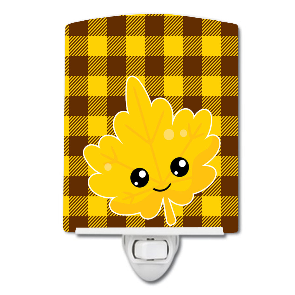 Fall Leaf on Gingham Ceramic Night Light BB7110CNL - the-store.com