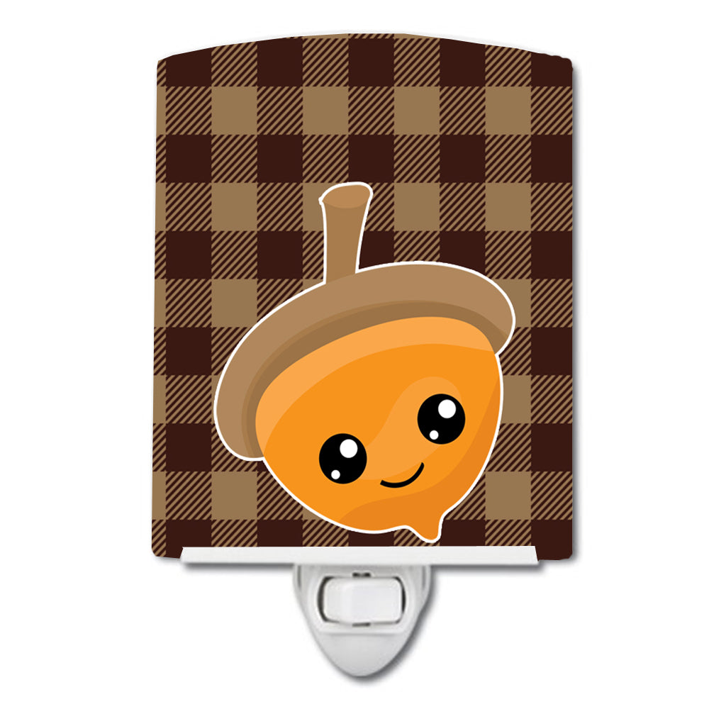 Fall Acorn on Gingham Ceramic Night Light BB7111CNL - the-store.com