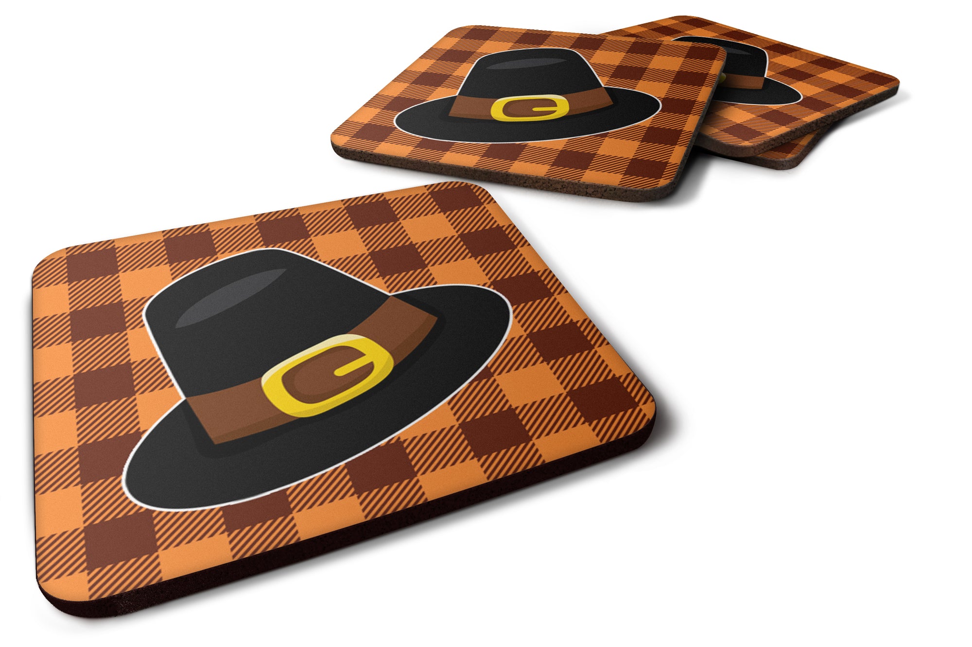 Thanksgiving Pilgrim Hat Foam Coaster Set of 4 BB7112FC - the-store.com