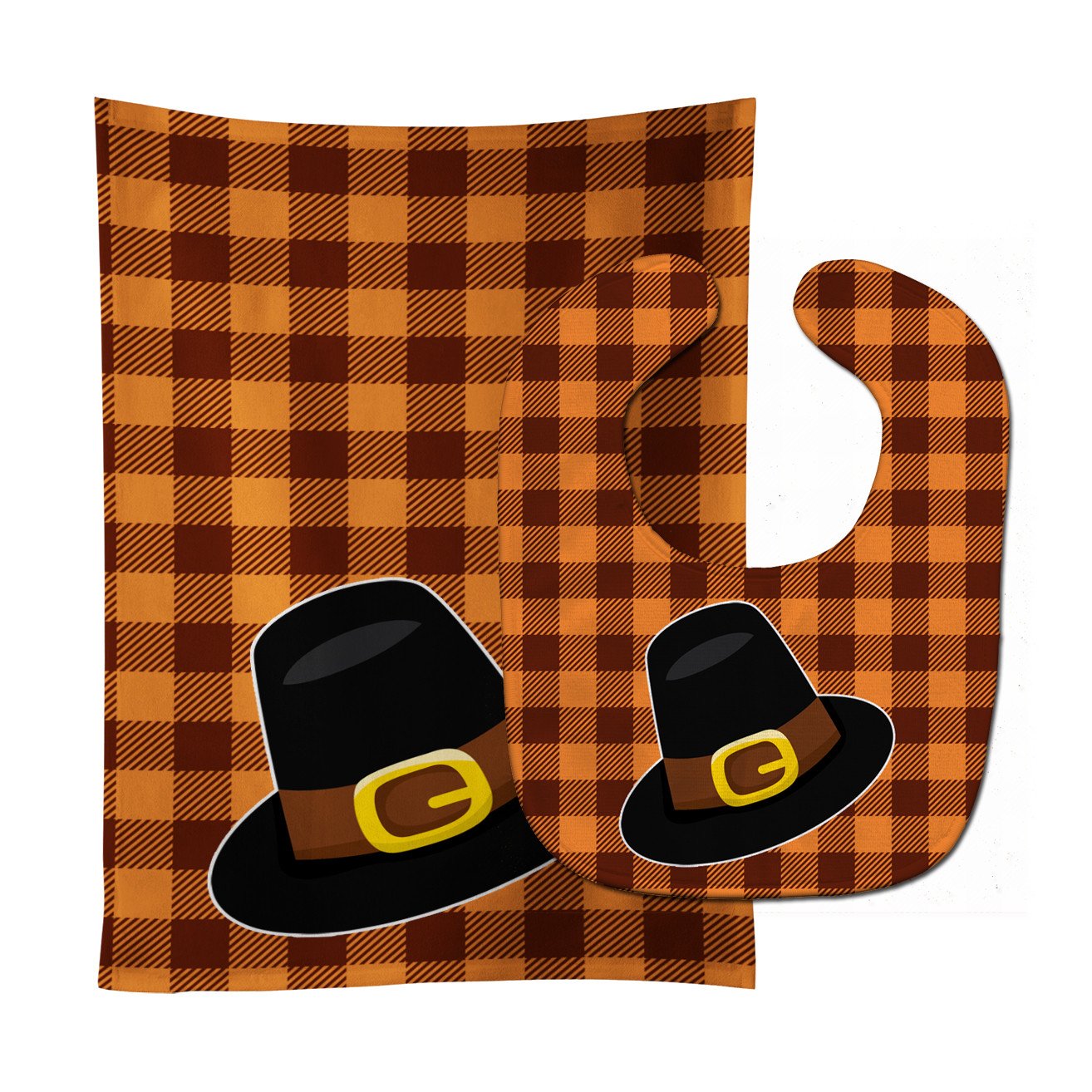 Thanksgiving Pilgrim Hat Baby Bib & Burp Cloth BB7112STBU by Caroline's Treasures