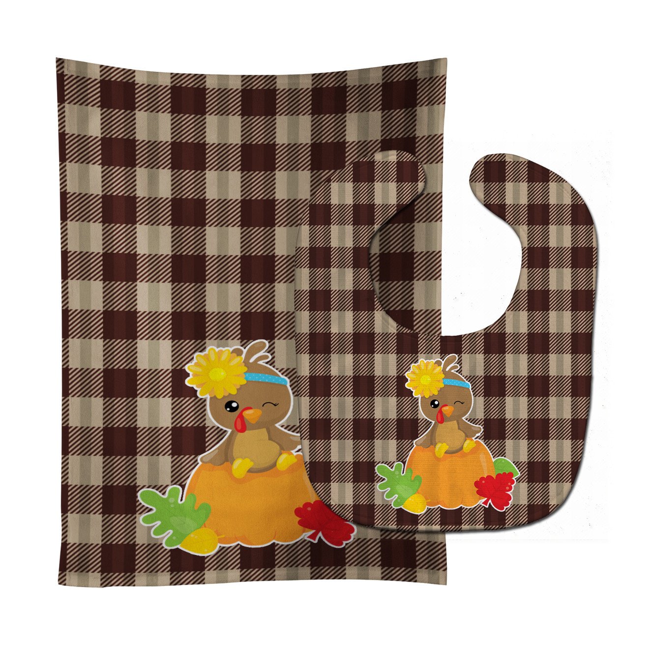 Thanksgiving Baby Turkey Baby Bib & Burp Cloth BB7113STBU by Caroline's Treasures