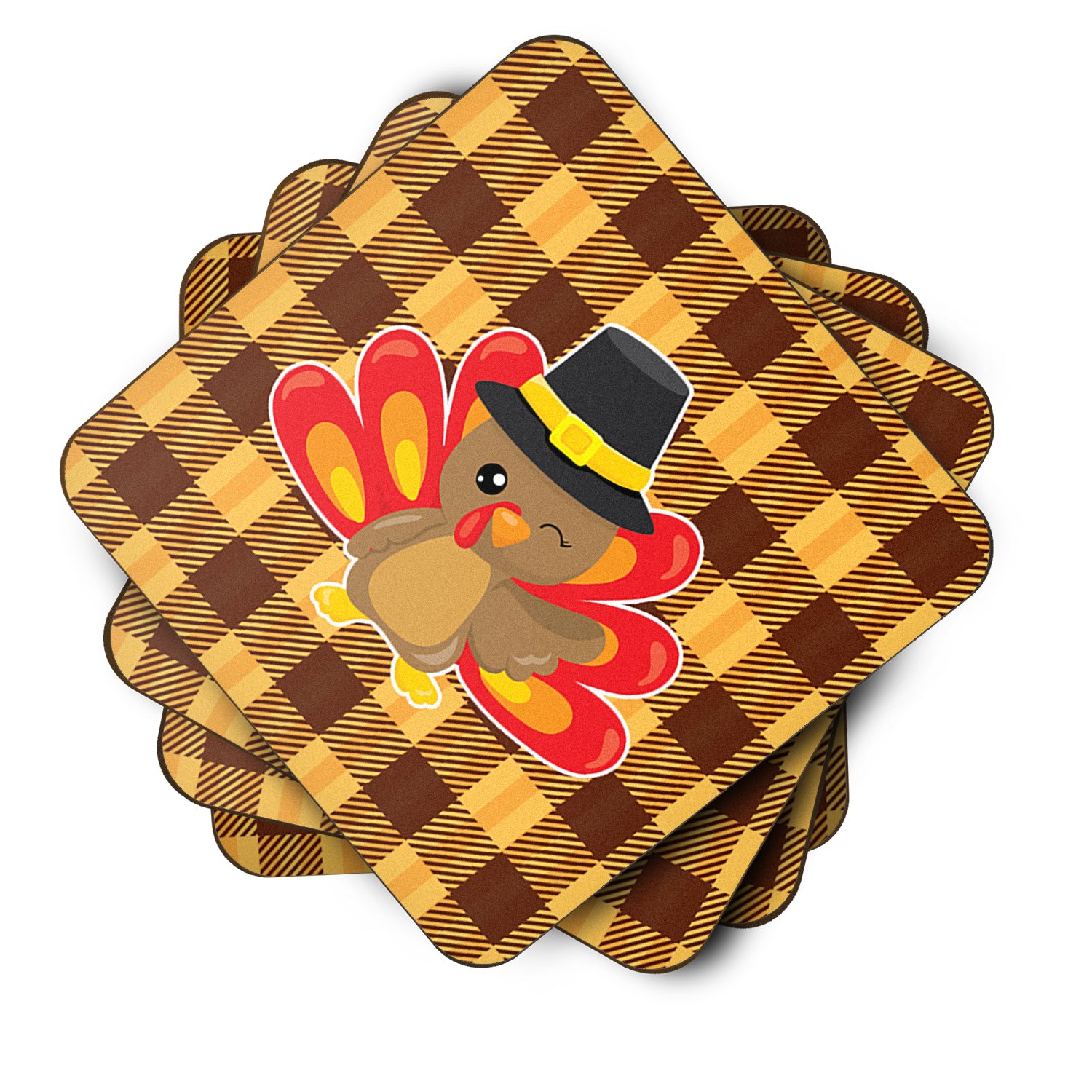 Thanksgiving Turkey Wink Foam Coaster Set of 4 BB7114FC - the-store.com