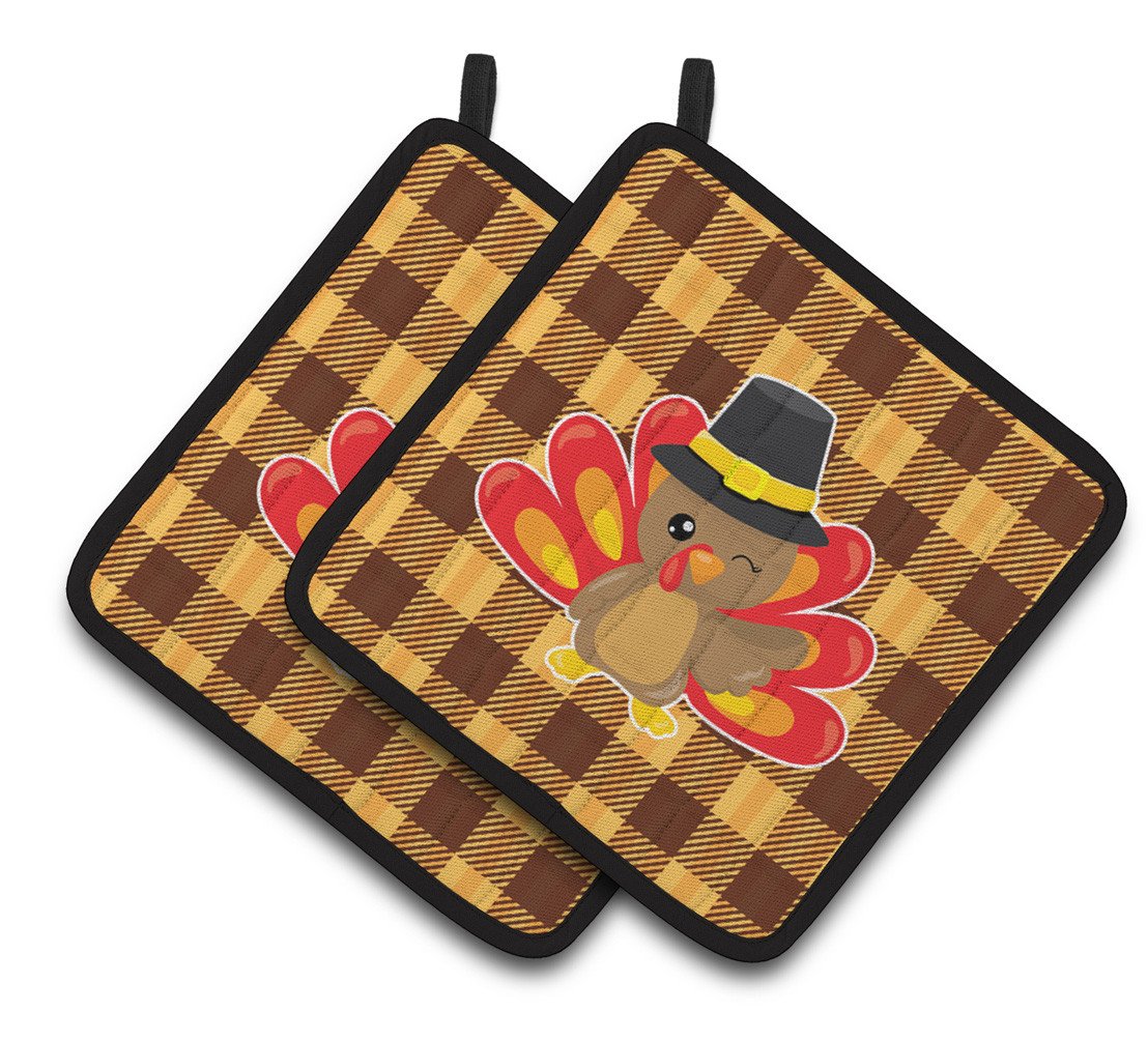 Thanksgiving Turkey Wink Pair of Pot Holders BB7114PTHD by Caroline&#39;s Treasures