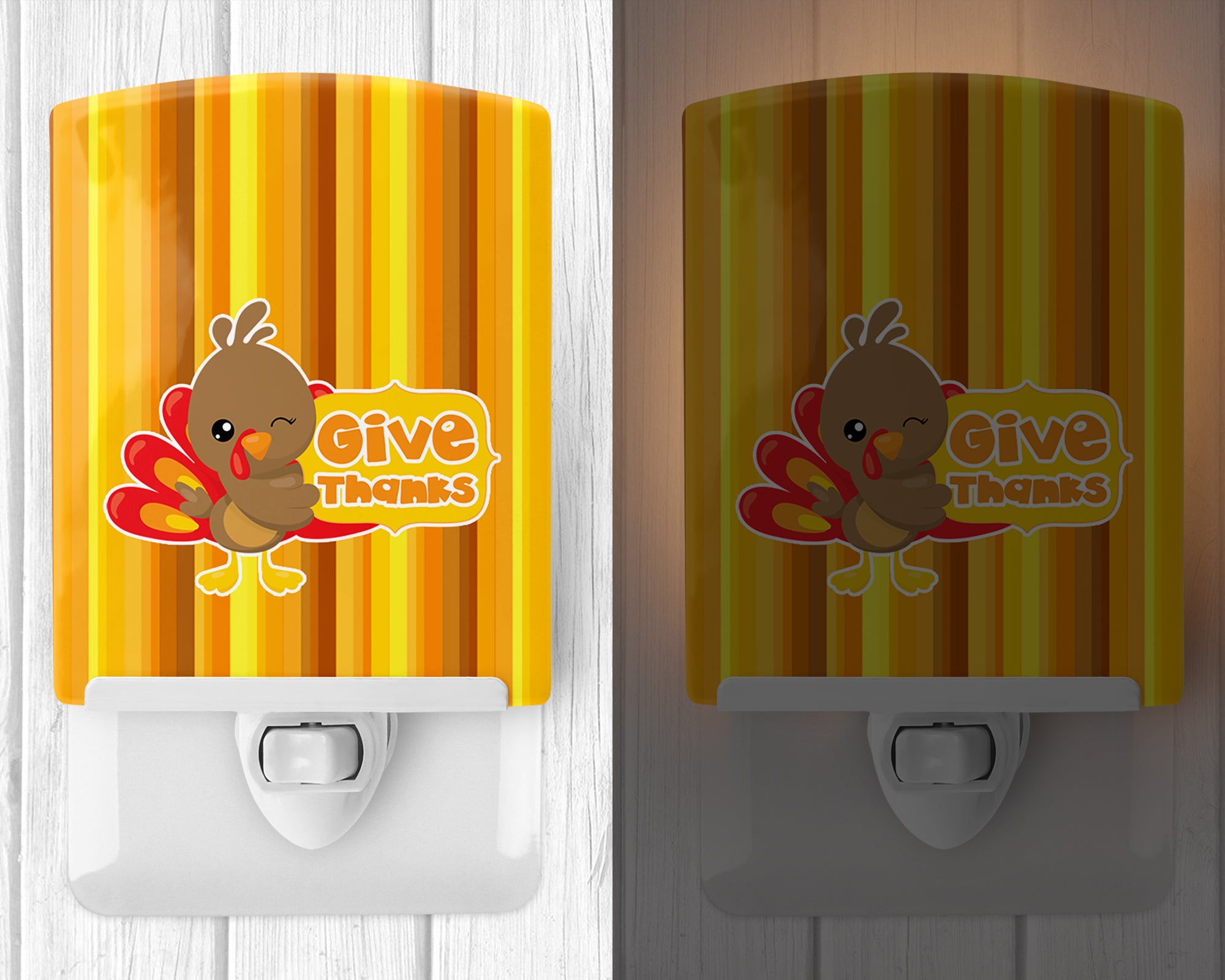 Thanksgiving Turkey Give Thanks Ceramic Night Light BB7115CNL - the-store.com