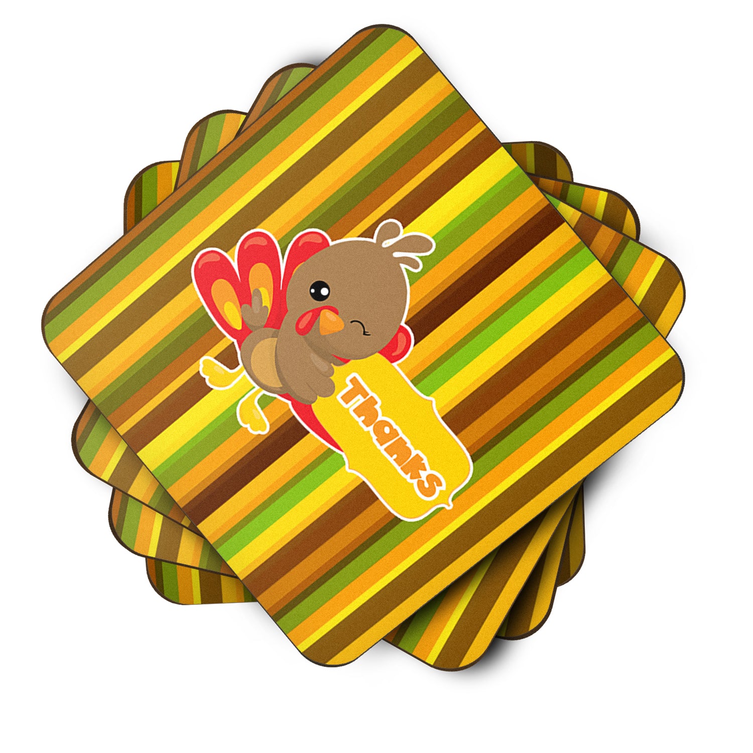 Thanksgiving Turkey Thanks Foam Coaster Set of 4 BB7116FC - the-store.com