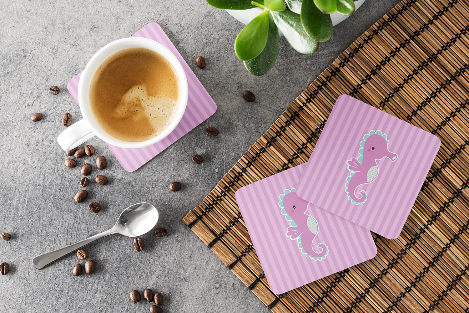 Seahorse Foam Coaster Set of 4 BB7119FC - the-store.com