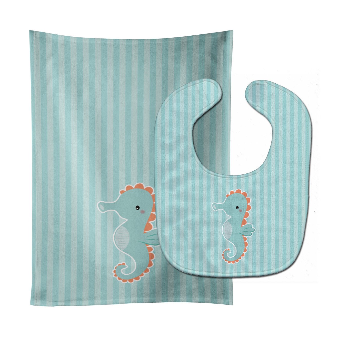 Seahorse Baby Bib & Burp Cloth BB7124STBU by Caroline's Treasures