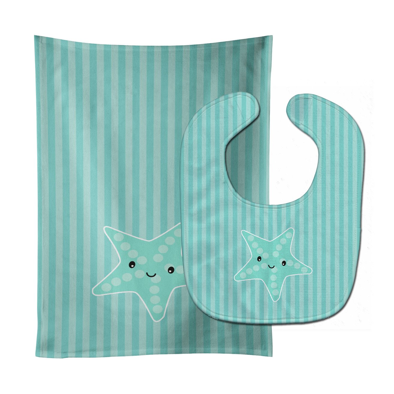 Starfish Baby Bib & Burp Cloth BB7127STBU by Caroline's Treasures