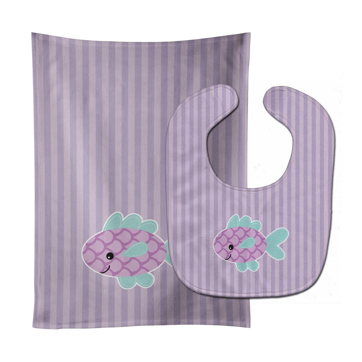 Purple Fish Baby Bib &amp; Burp Cloth BB7128STBU by Caroline&#39;s Treasures