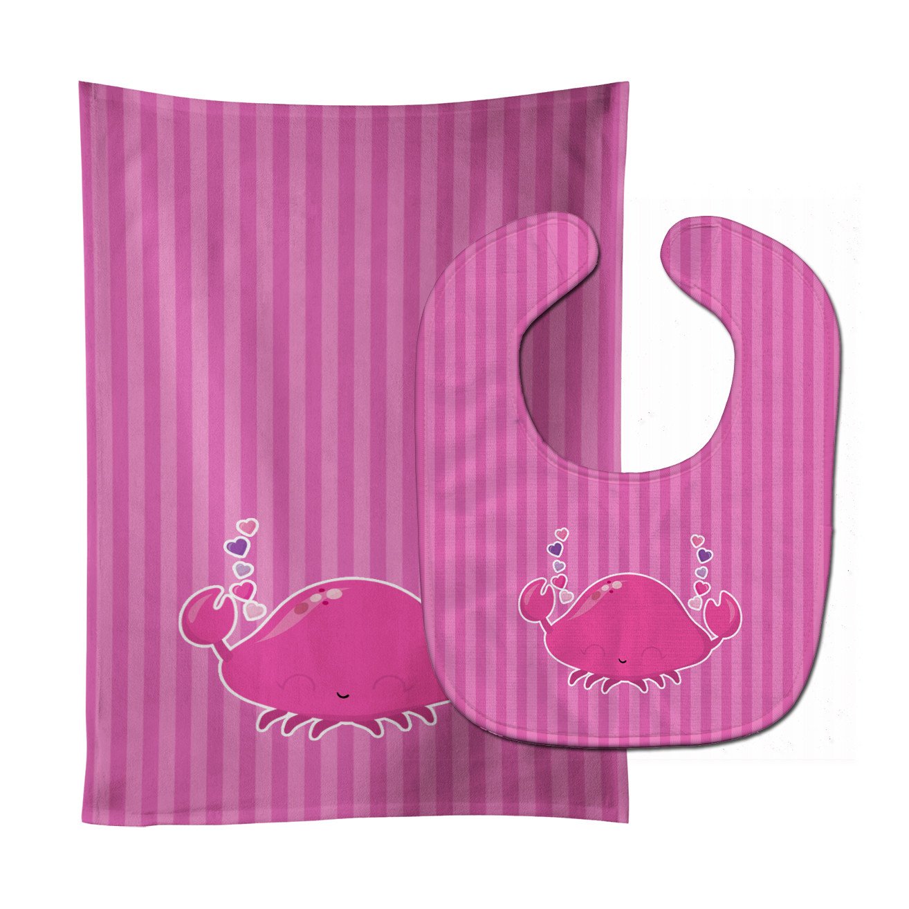 Pink Crab Baby Bib & Burp Cloth BB7129STBU by Caroline's Treasures