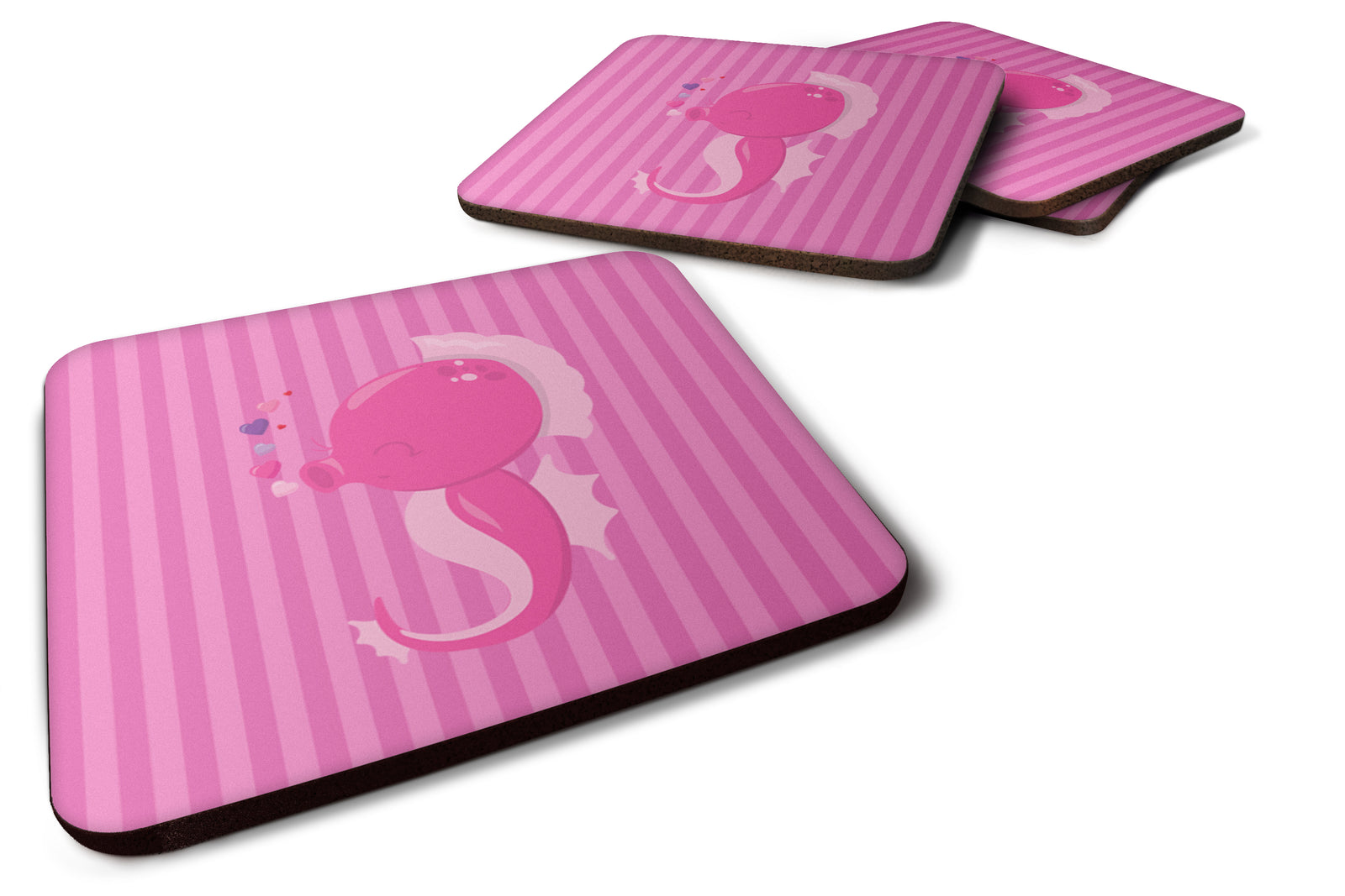 Pink Seahorse Foam Coaster Set of 4 BB7130FC - the-store.com