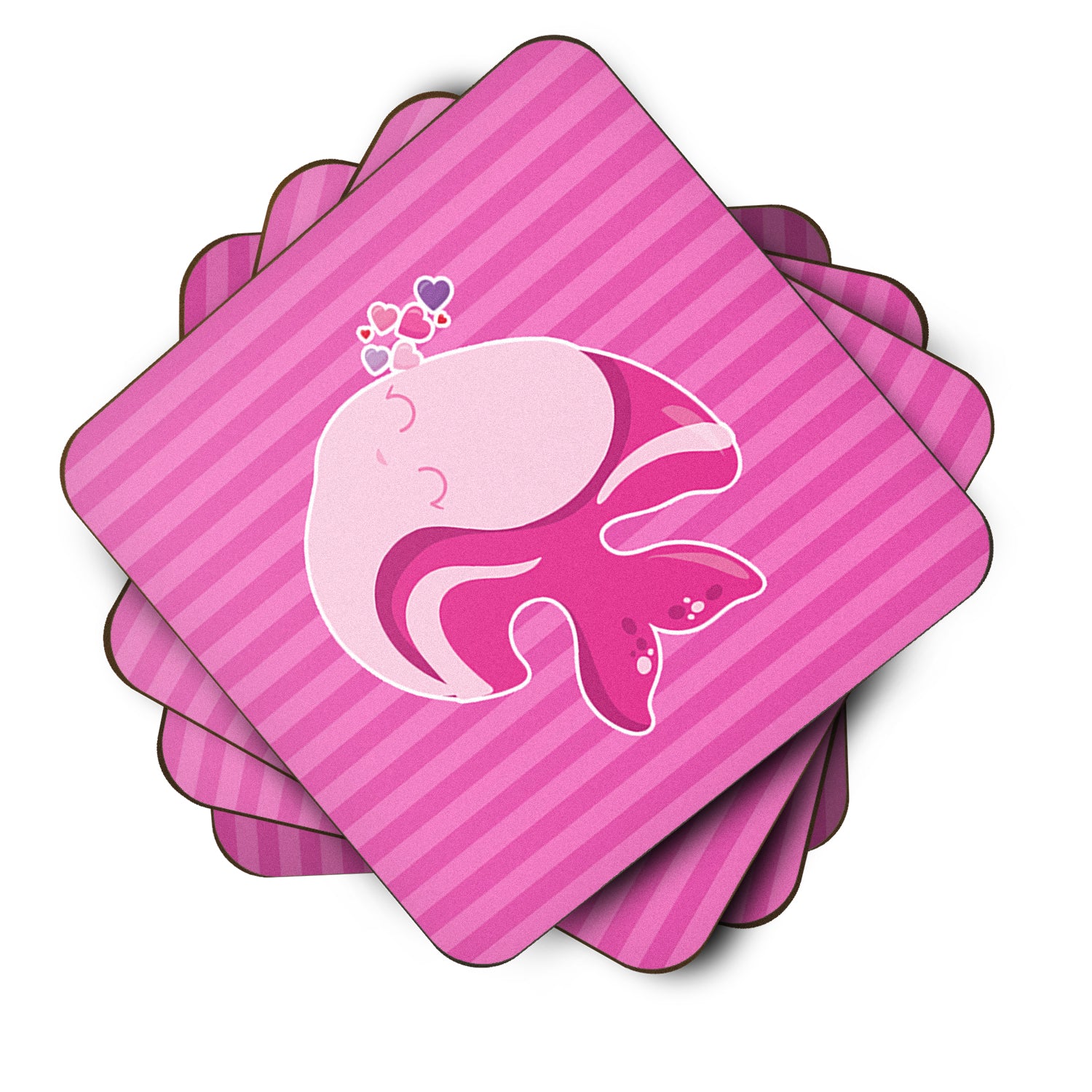 Pink Fish Foam Coaster Set of 4 BB7131FC - the-store.com
