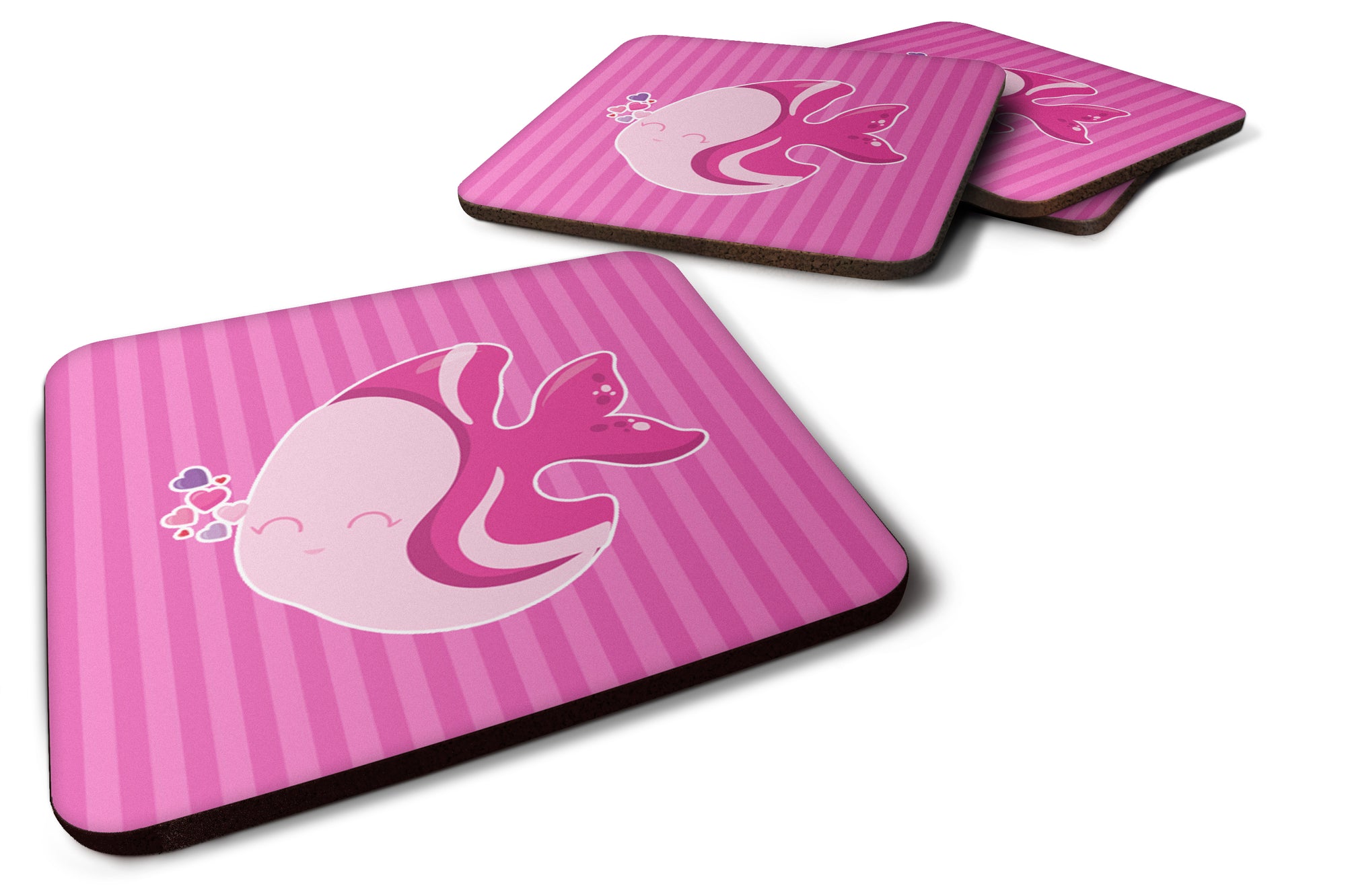 Pink Fish Foam Coaster Set of 4 BB7131FC - the-store.com