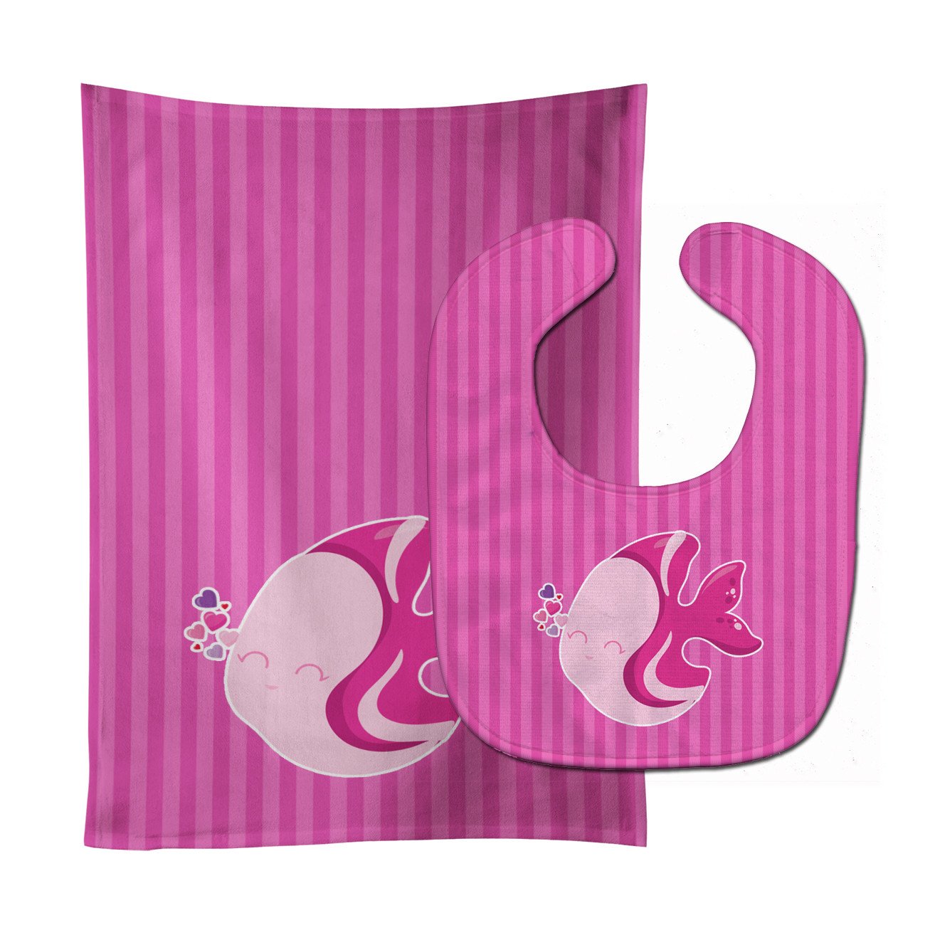 Pink Fish Baby Bib & Burp Cloth BB7131STBU by Caroline's Treasures