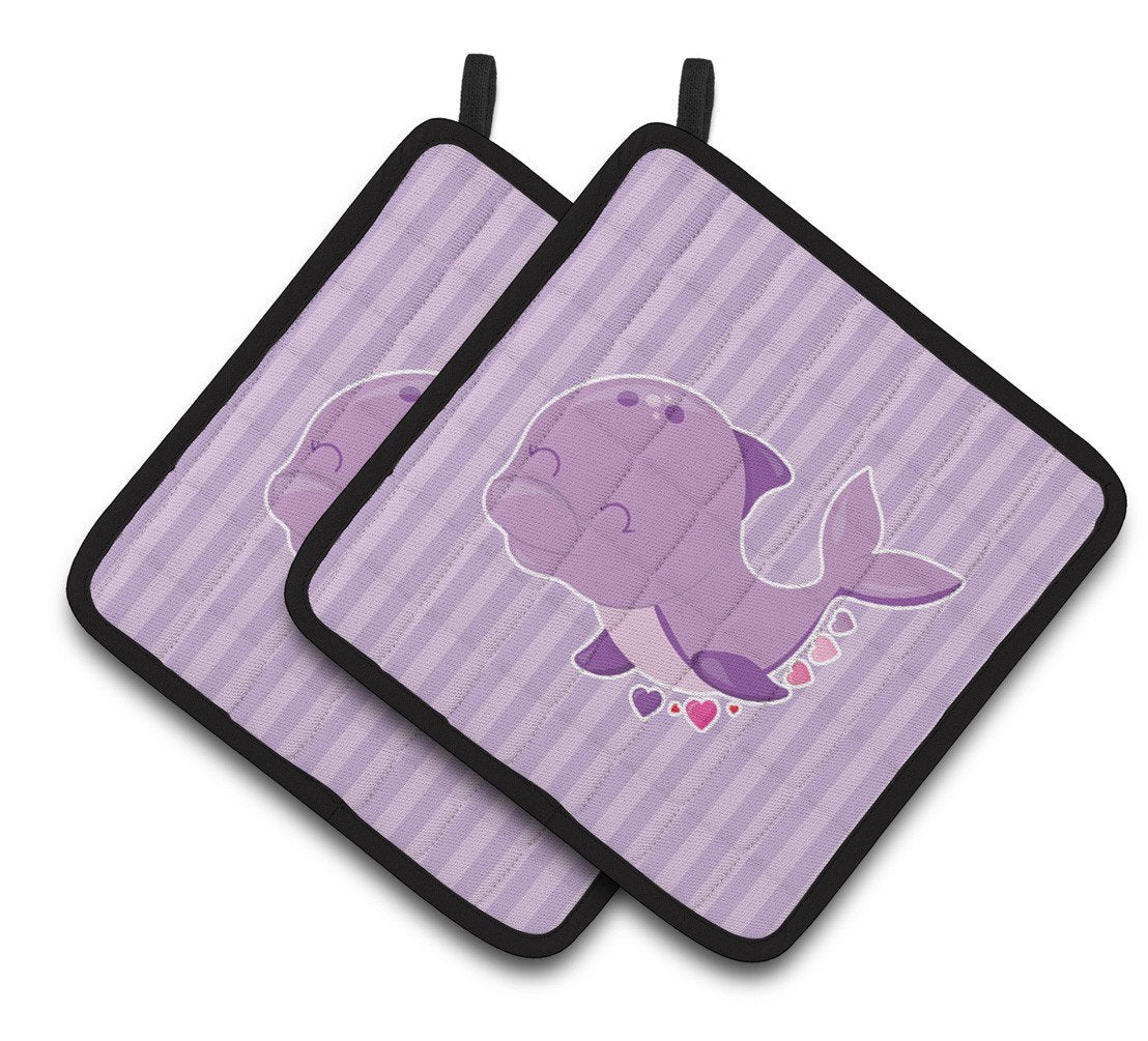 Purple Dolphin Pair of Pot Holders BB7132PTHD by Caroline&#39;s Treasures