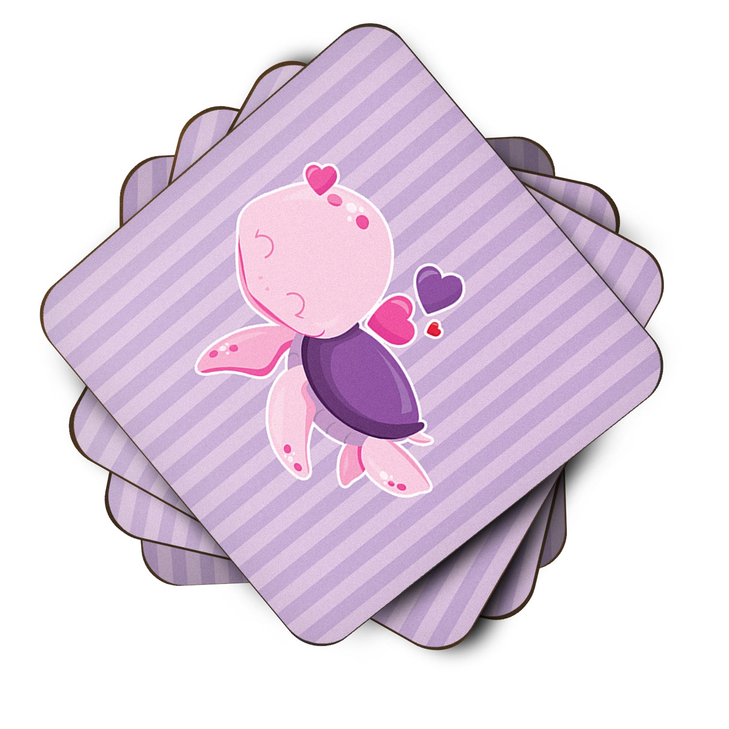 Pink and Purple Turtle Foam Coaster Set of 4 BB7133FC - the-store.com