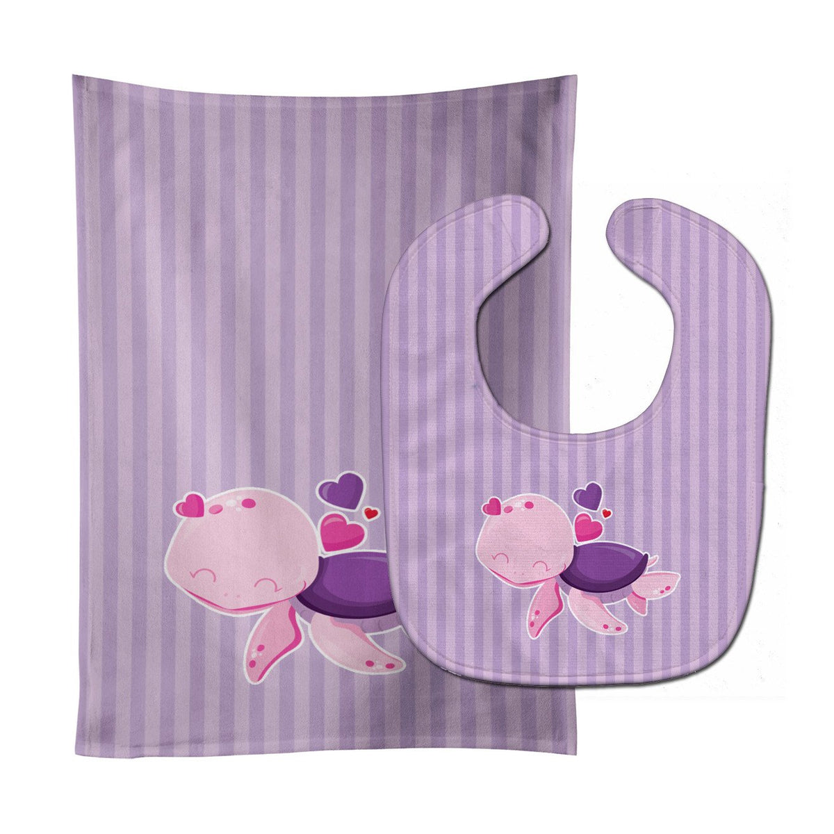 Pink and Purple Turtle Baby Bib &amp; Burp Cloth BB7133STBU by Caroline&#39;s Treasures