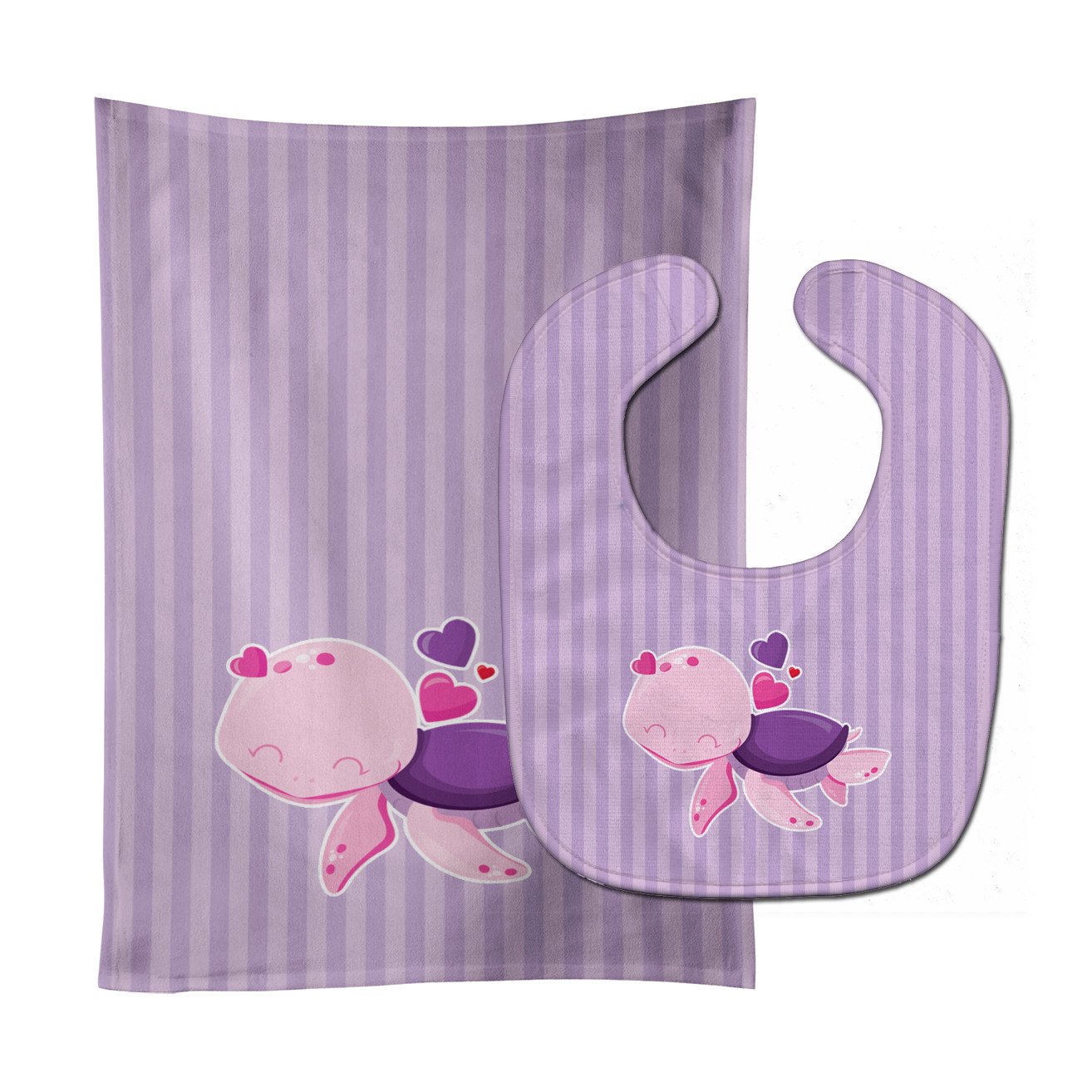 Pink and Purple Turtle Baby Bib & Burp Cloth BB7133STBU by Caroline's Treasures