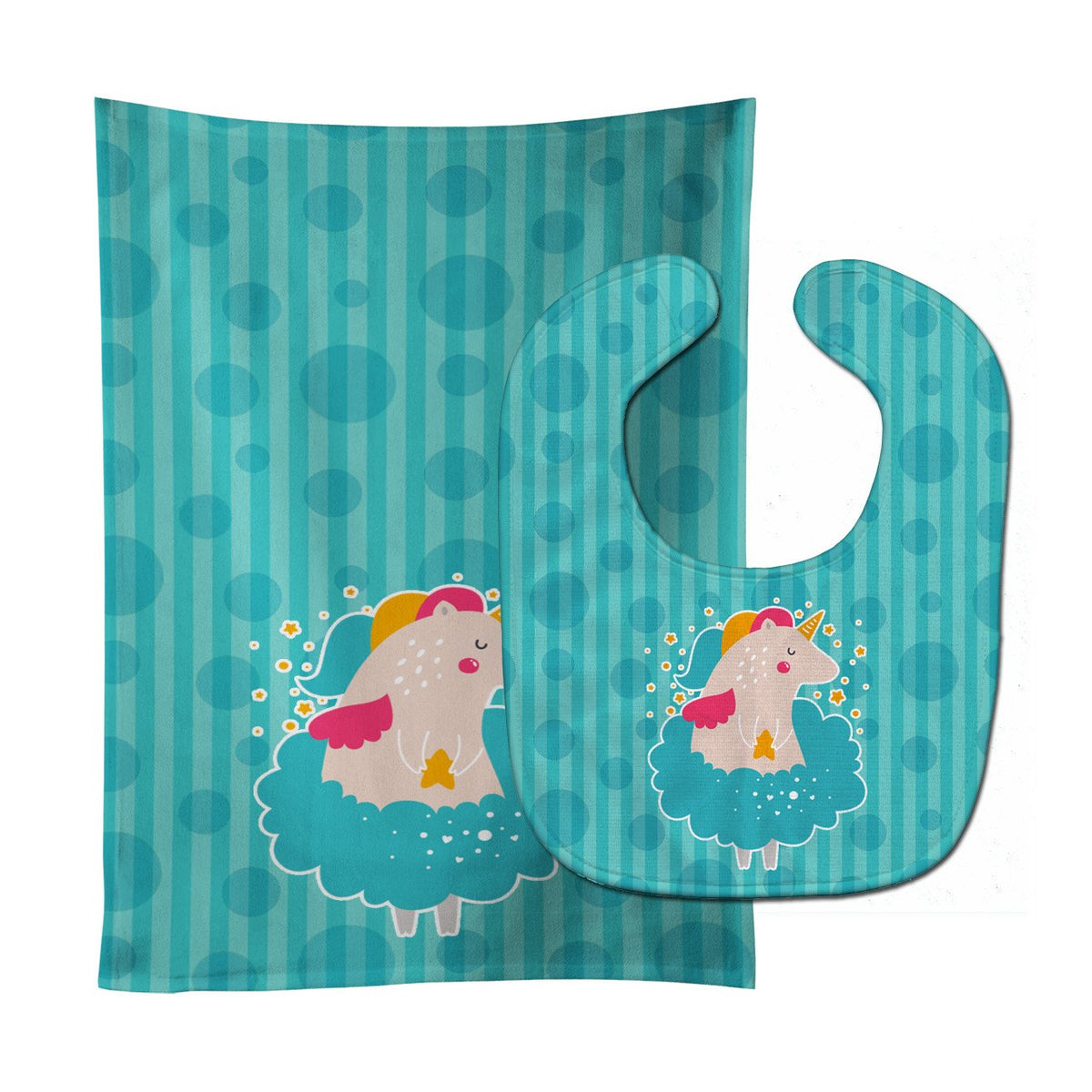 Unicorn Ballerina Baby Bib &amp; Burp Cloth BB7135STBU by Caroline&#39;s Treasures