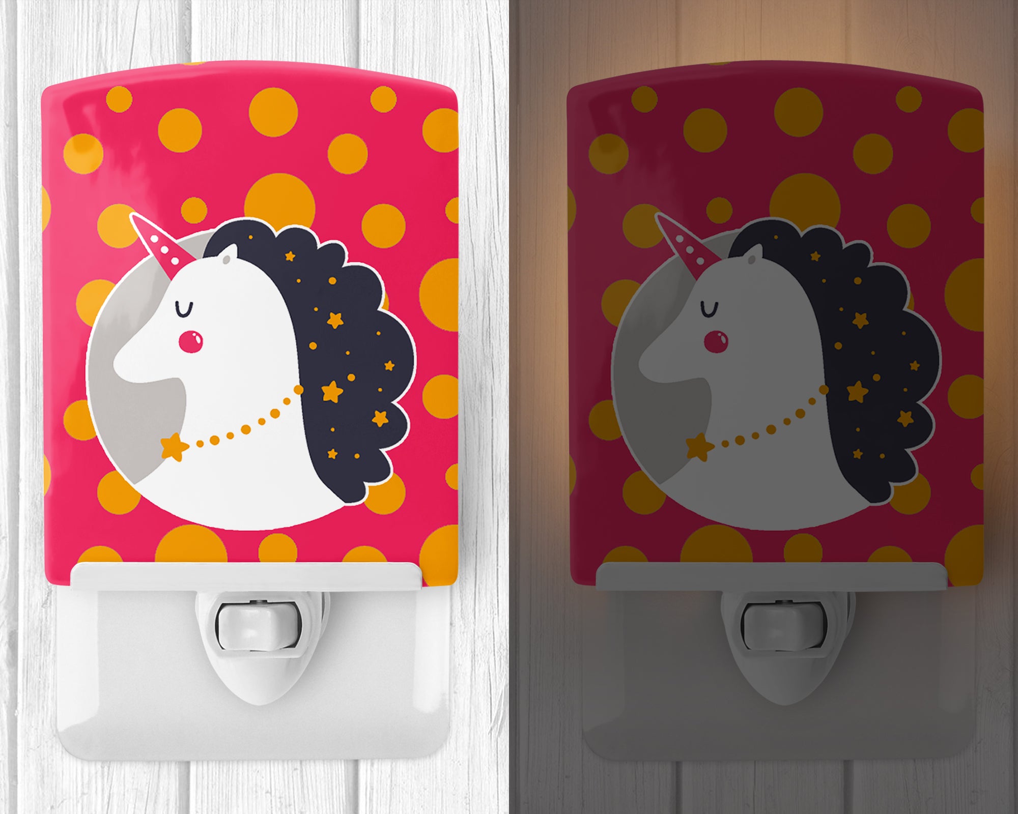 Unicorn Orange Polkadots Ceramic Night Light BB7138CNL - the-store.com