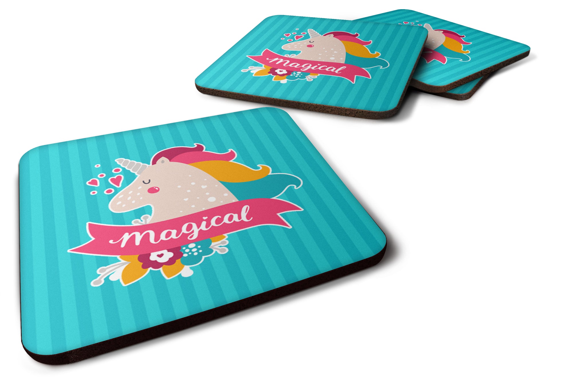 Unicorn Magical Foam Coaster Set of 4 BB7141FC - the-store.com